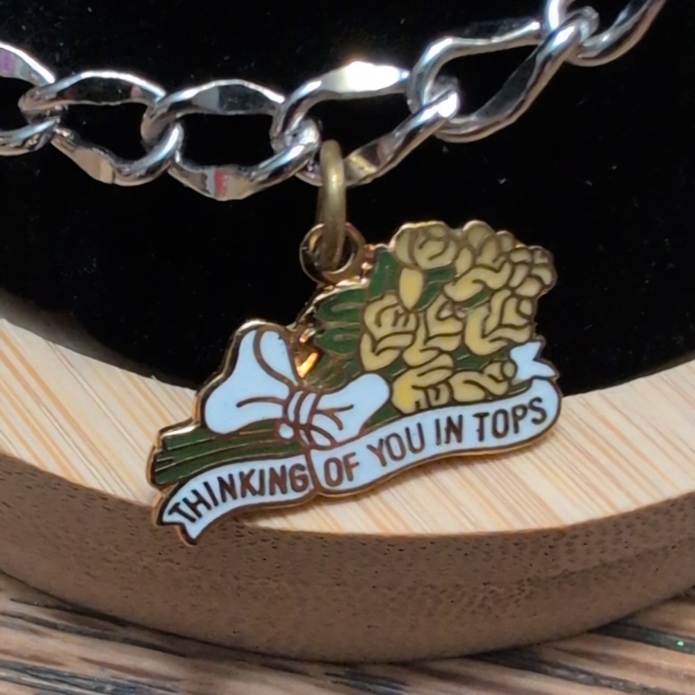 Consecutive Loser Thinking Of You In Tops Silver Tone Enamel Charm‎ Bracelet - Picture 2 of 4